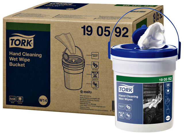 Handreinigingsdoek Tork W14 Premium emmer 1-laags 58 vel wit 190592