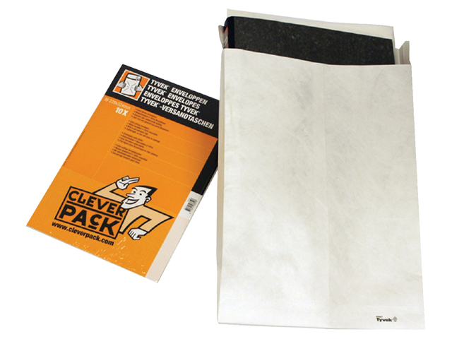 Envelop CleverPack Tyvek E4 305x394mm zelfklevend wit pak à 10 stuks