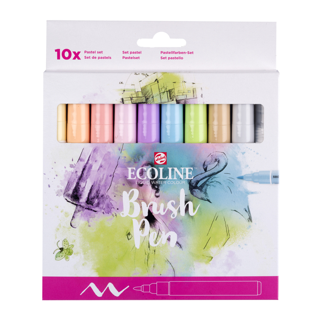 Brushpen Talens Ecoline set á 10 stuks pastel