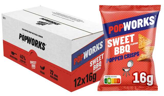 Chips Popworks Sweet BBQ 16gr