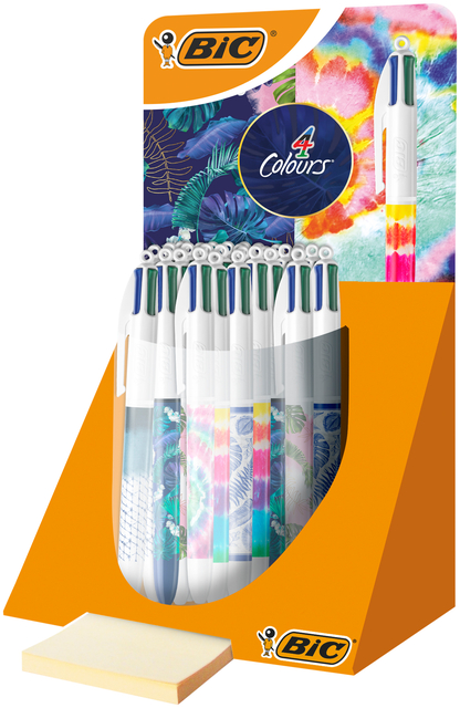 Balpen Bic 4kleuren medium Botonical & Tie Dye