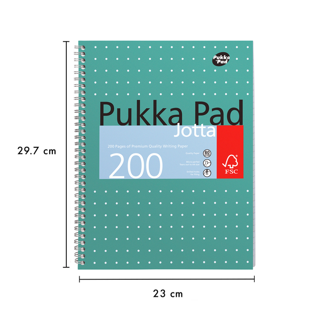 Collegeblok Pukka Pad Jotta A4 lijn 4-gaats 200 pagina's 80gr groen