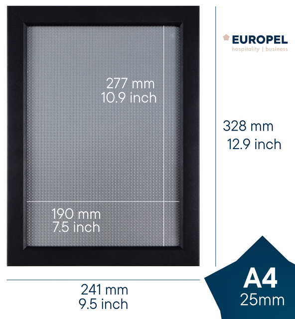 Kliklijst Europel A4 25mm mat zwart