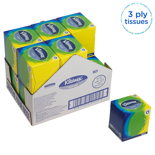 Facial tissues Kleenex kubus 3-laags 56 vel wit 8825