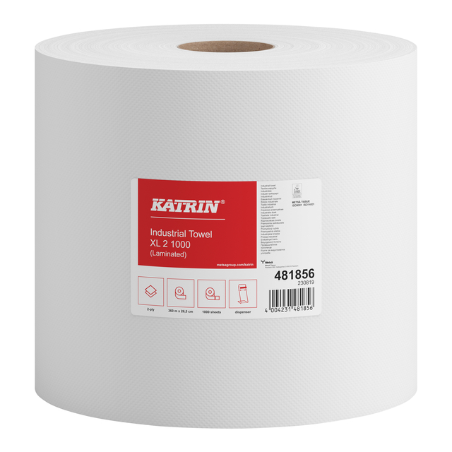 Poetspapier Katrin Industrial extra groot 2-laags 1000 vel wit 481856