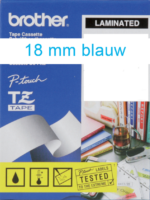 Labeltape Brother P-touch TZe-243 standaard 18mm blauw op wit