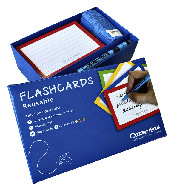 Flashcard Correctbook 75mmx110mm lijn assorti 144 stuks