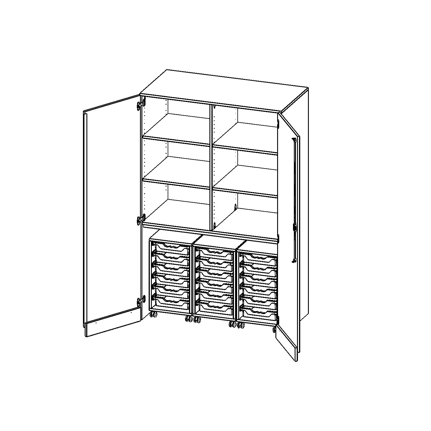 Garagekast zonder onderstel, 5 ordnerhoogtes - serie evo180