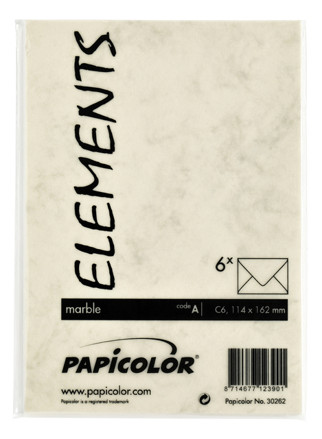 Envelop Papicolor C6 114x162mm marble ivoor pak à 6 stuks