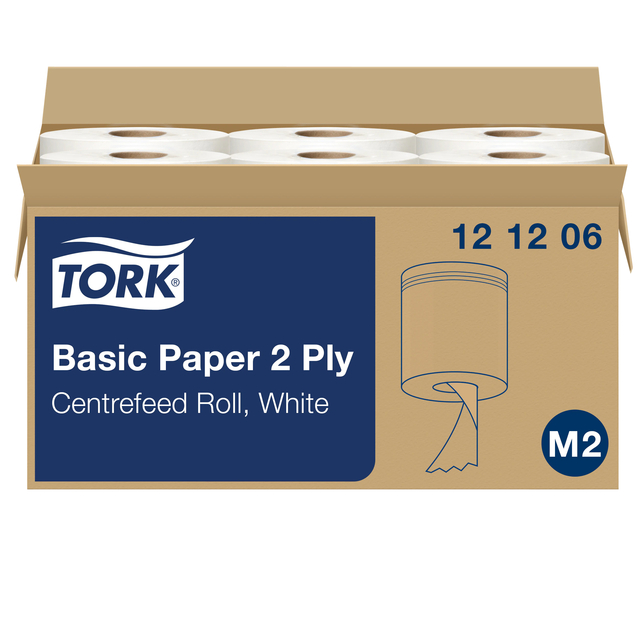 Poetspapier Tork M2 Basic Universal 2-laags 160m wit 121206