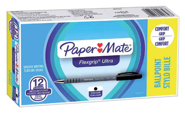 Balpen Paper Mate Flexgrip Ultra stick medium zwart