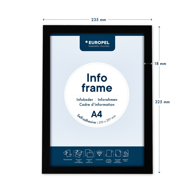 Infokader Europel zelfklevend A4 zwart
