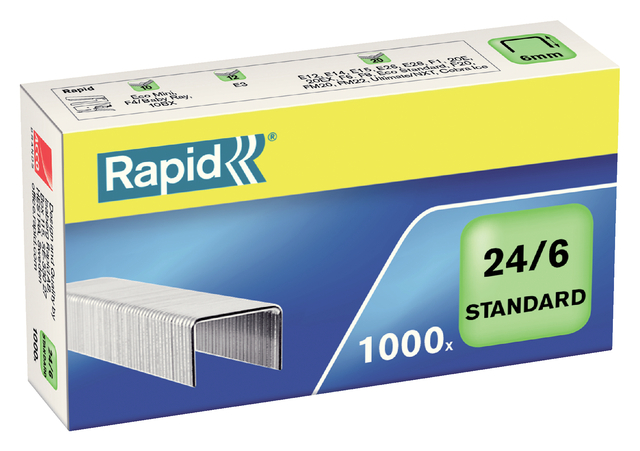 Nieten Rapid 24/6 gegalvaniseerd standaard 1000 stuks