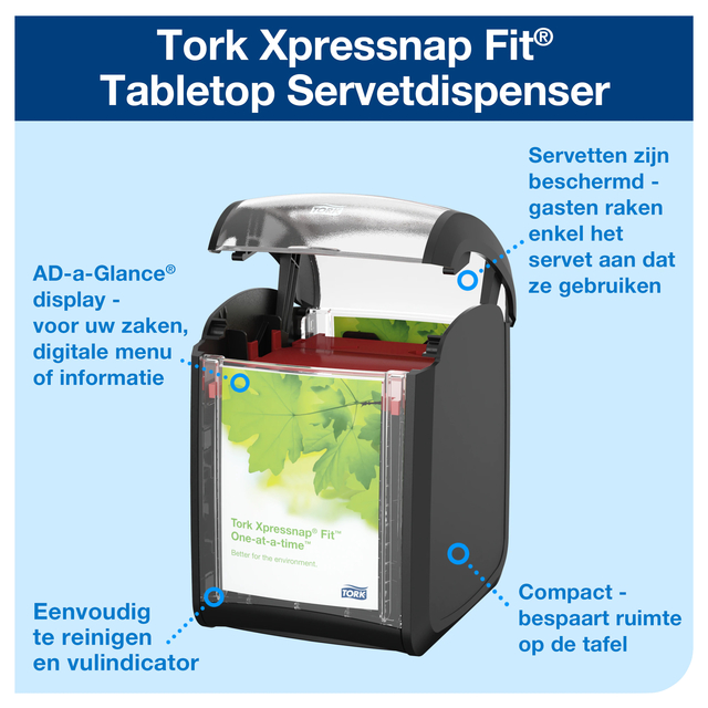 Servetdispenser Tork N14 Xpressnap Fit Signature line zwart 272900