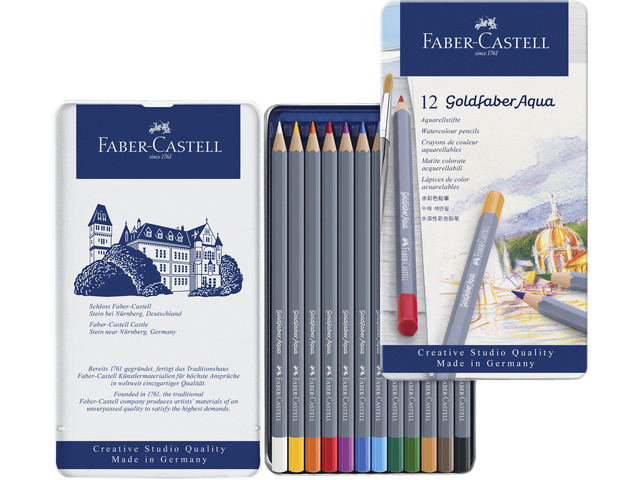 Kleurpotloden Faber-Castell Goldfaber aquarel assorti blik à 12 stuks