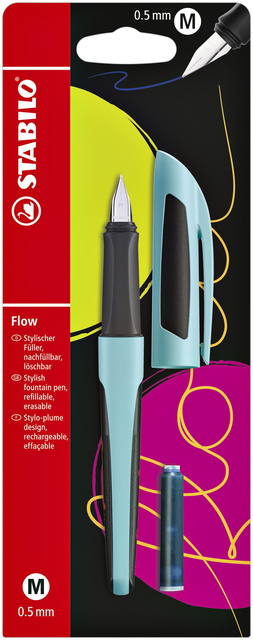 Vulpen STABILO Flow sporty medium puristblue blister à 1 stuk