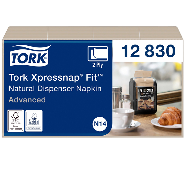 Servet Tork N14 Xpressnap Fit Advanced multifold 2-laags 213x165mm 720 vel naturel 12830