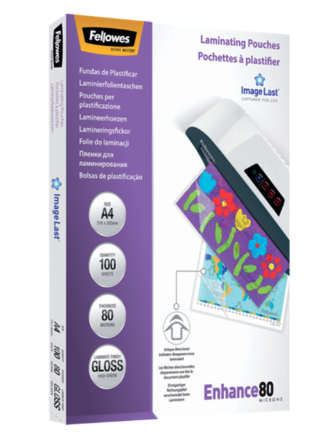 Lamineerhoes Fellowes A4 2x80micron glans 100 stuks