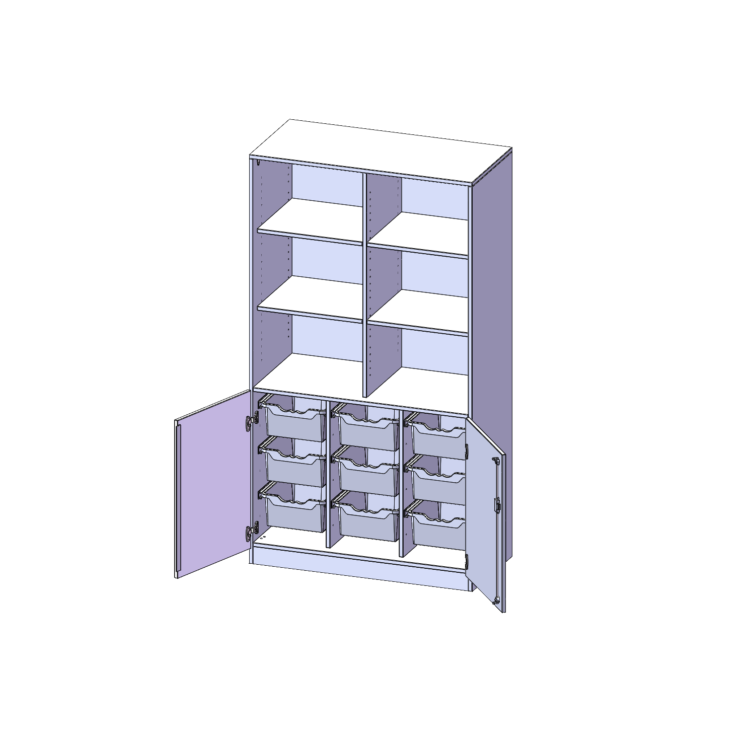 ErgoTray combikast, drie rijen, 5 ordnerhoogtes - evo180 serie