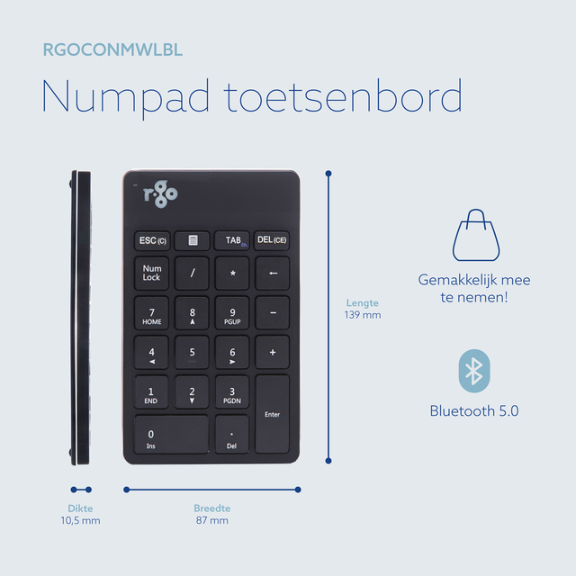 Toetsenbord R-Go Ergonomisch Numpad Break Wireless