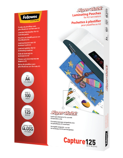 Lamineerhoes Fellowes A4 Superquick 2x125micron 100 stuks