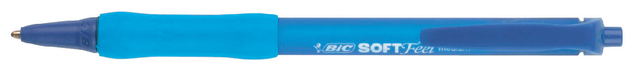 Balpen Bic soft feel clic grip blauw medium blister à 15 stuks