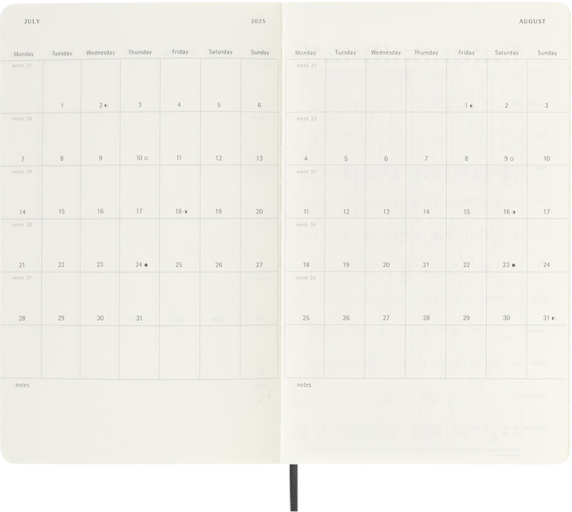 Agenda 2025 Moleskine 12M Planner Weekly 7dagen/1pagina large sc black