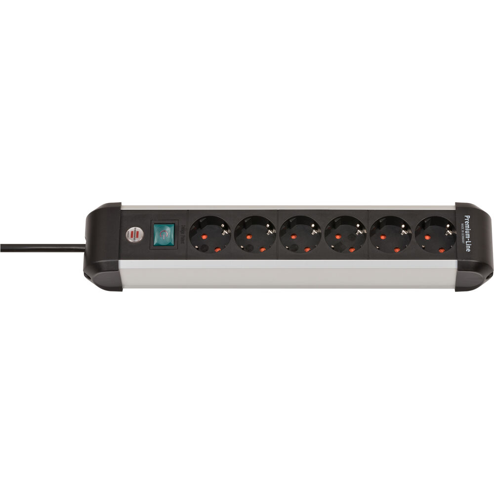 Brennenstuhl Alu-Line PDU 16A met 6x Type F stopcontacten met schakelaar