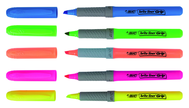 Markeerstift Bic brite liner grip geel