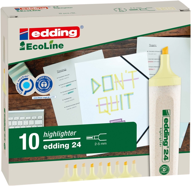 Markeerstift edding 24 Ecoline pastel geel