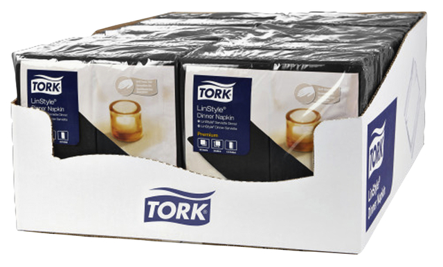 Dinerservet Tork Linstyle Premium 1/8 vouw 1-laags 390x390mm 50 vel zwart 478151