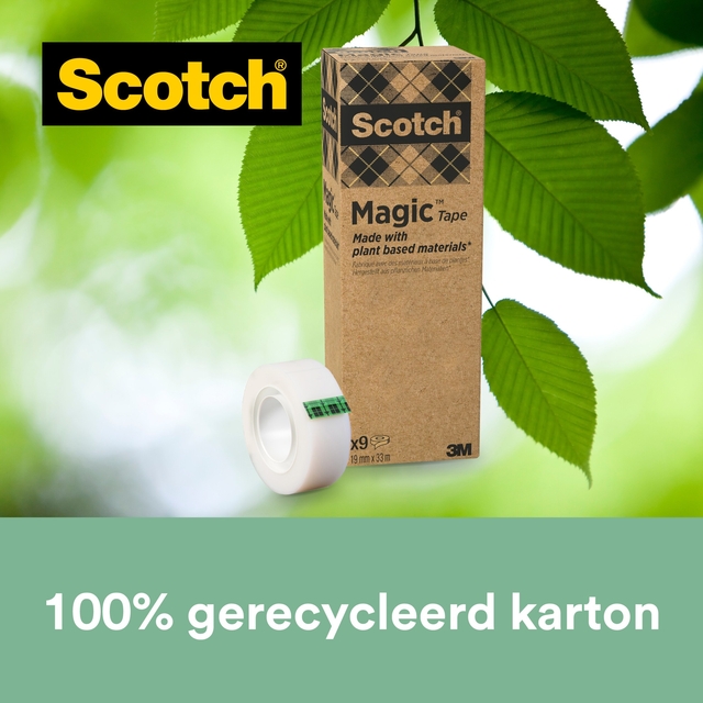 Plakband Scotch Magic 900 19mmx33m onzichtbaar mat 9 rollen