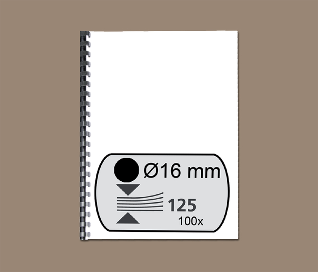 Bindrug Fellowes 16mm 21rings A4 zwart 100 stuks