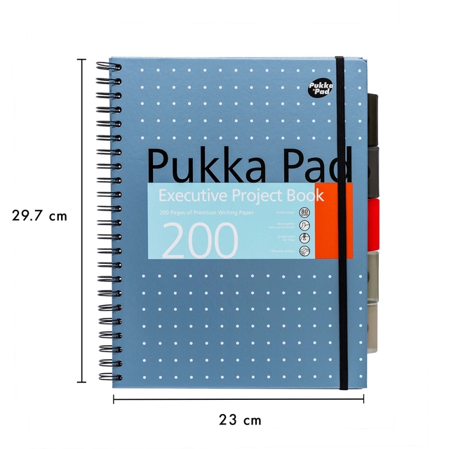 Projectboek Pukka Pad Metallic Executive A4 lijn 5-tabs 4-gaats 200 pagina's 80gr assorti