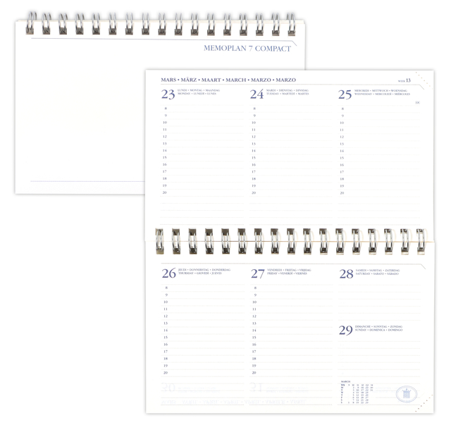 Agendavulling 2025 Ryam Memoplan 7 Compact 7 dagen/2pagina's landscape creme