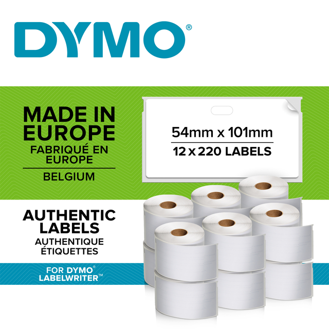 Etiket Dymo LabelWriter multifunctioneel 32x57mm 12 rollen á 1000 stuks wit