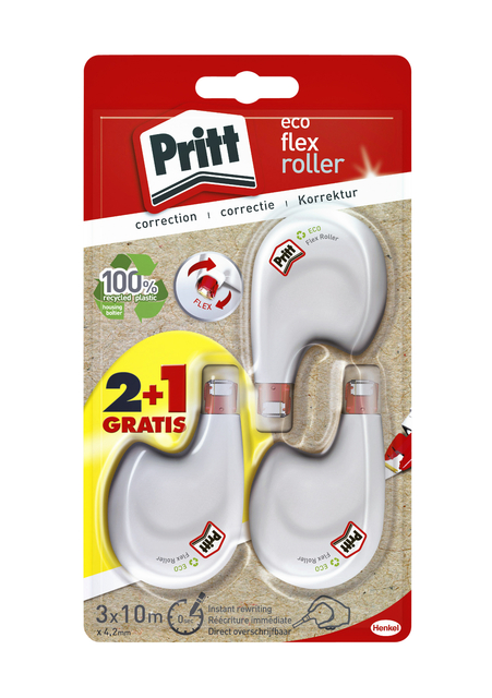 Correctieroller Pritt ECO Flex 4.2mmx10m blister 2+1 gratis