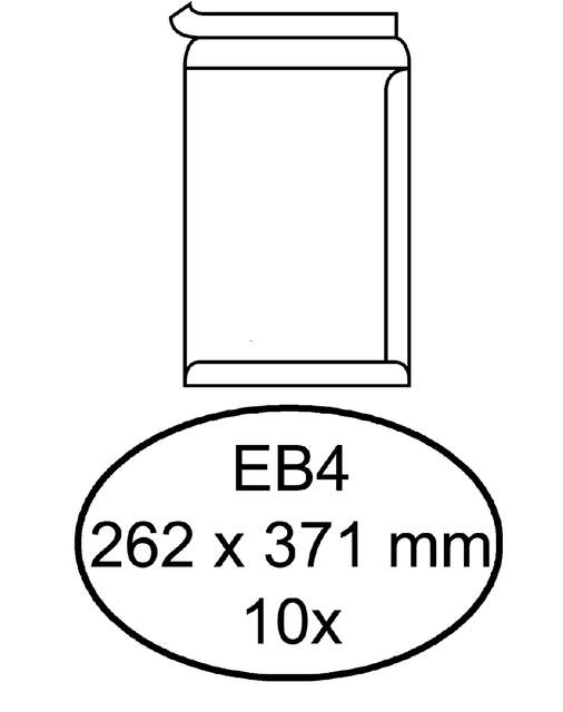 Envelop Hermes akte EB4 262x371mm zelfklevend wit pak à 10 stuks