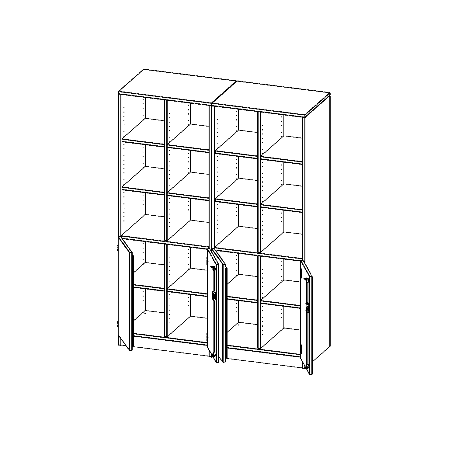 ErgoTray combikast, vier rijen, twee delen, 5 ordnerhoogtes - evo180 serie