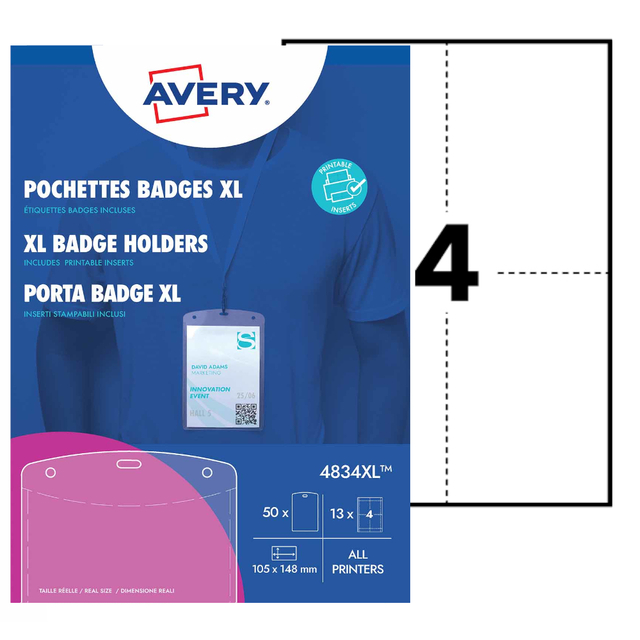 Badge Avery 4834 A6 hoes + insteekkaarten 10 stuks