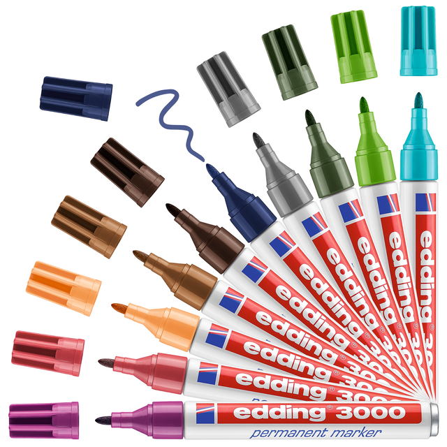 Viltstift edding 3000 rond 1.5-3mm blauw