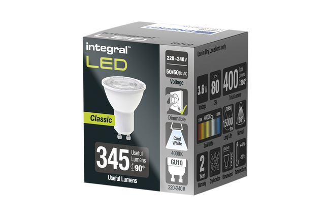 Ledlamp Integral GU10 4000K koel wit 3.6W 400lumen