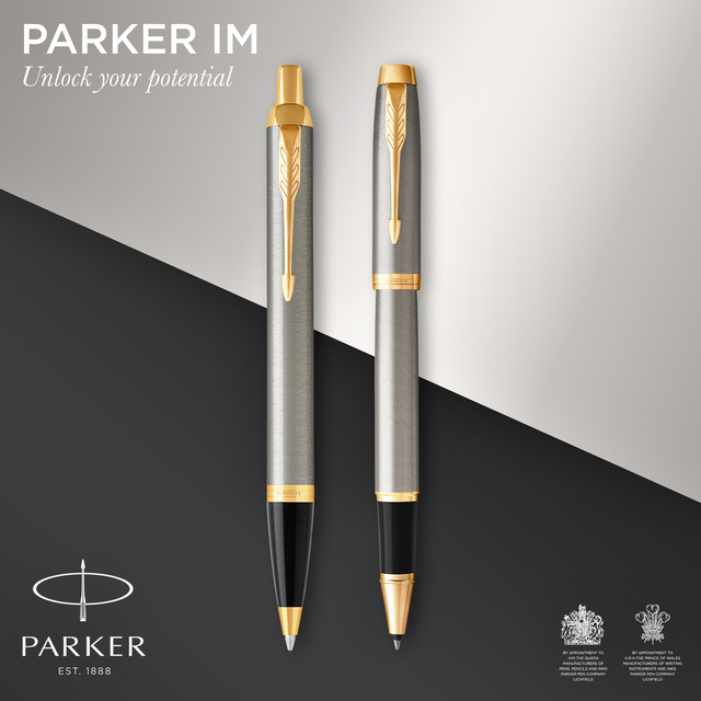 Balpen en Rollerpen Parker IM brushed metal GT medium 2 stuks