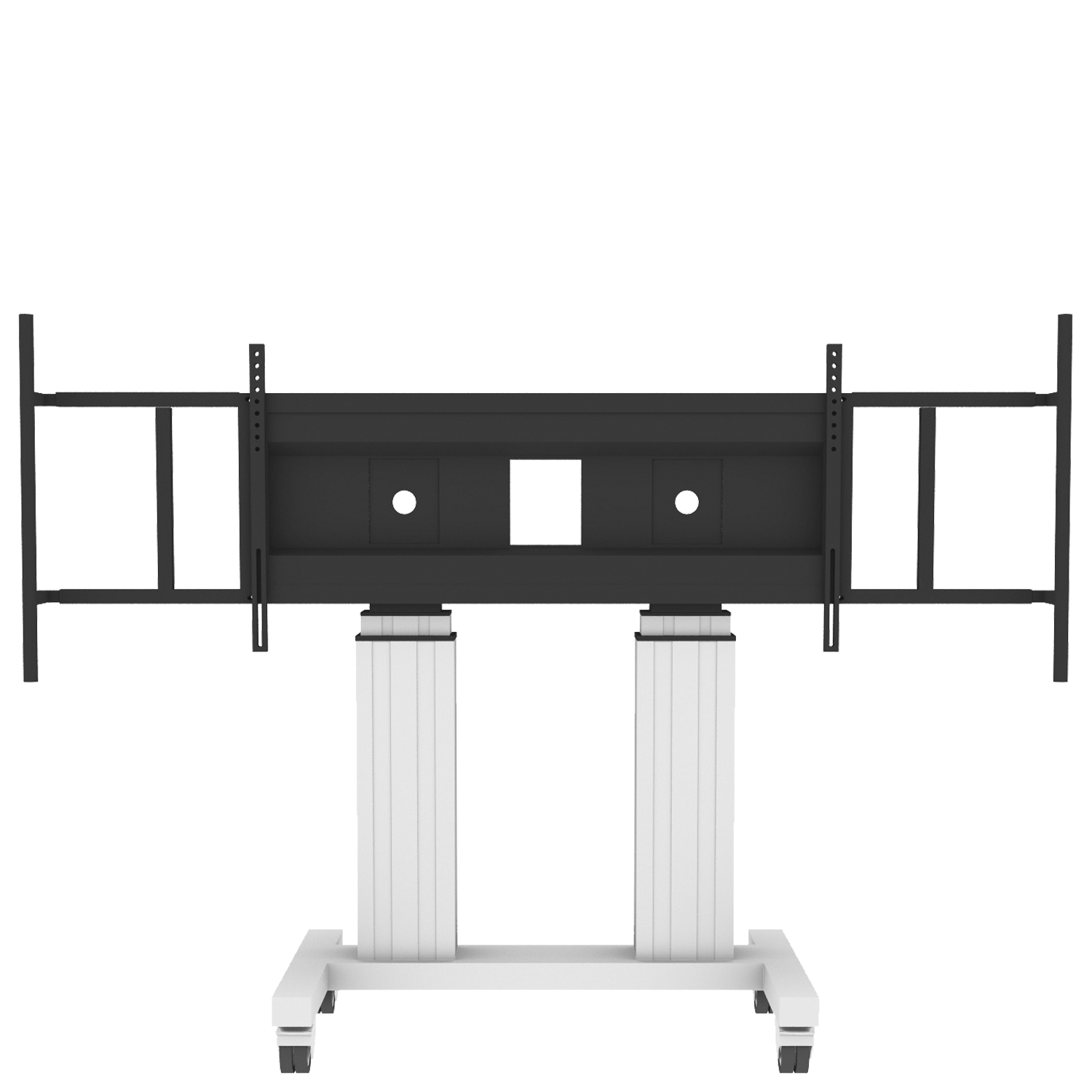 Elektrisch in hoogte verstelbare heavy duty XL tv-trolley, verrijdbaar monitorstatief met 50 cm slag en grote handgrepen