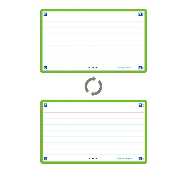 Flashcard Oxford 2.0 75x125mm 80 vel 250gr lijn groen