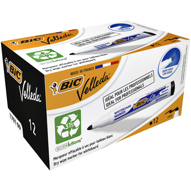 Whiteboardmarker Bic Velleda 1701 rond large zwart