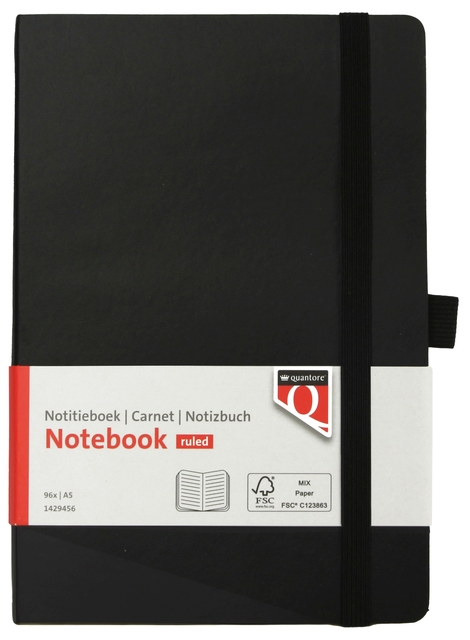 Notitieboek Quantore A5 flex lijn 192blz 80gr zwart