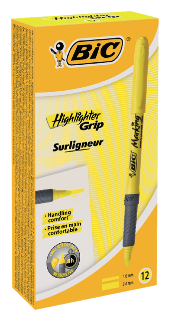 Markeerstift Bic brite liner grip geel