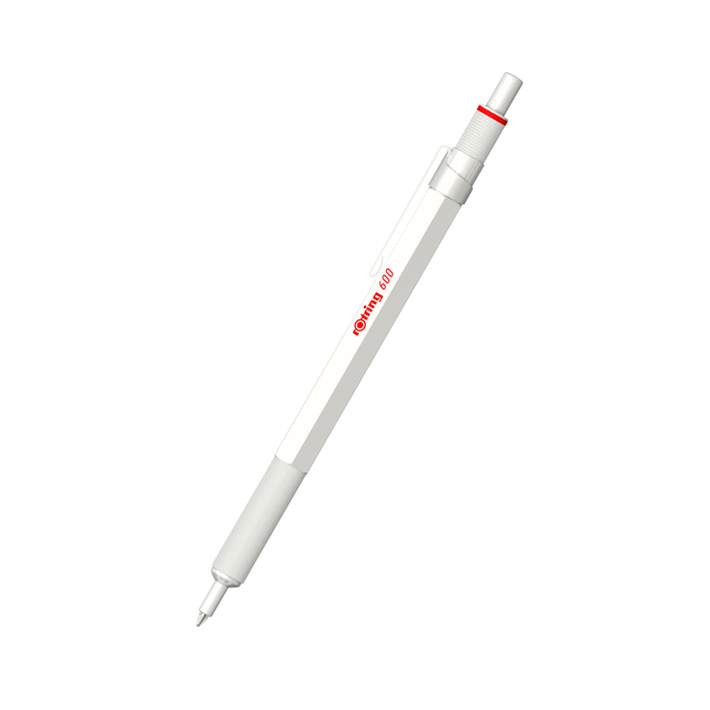 Balpen rOtring 600 parelmoer medium wit