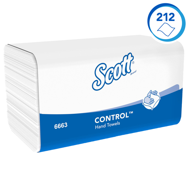 Handdoek Scott Control i-vouw 1-laags 215x315mm 15x212 vel wit 6663